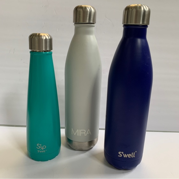 Swell Dining 3pc Swell Mira Water Bottles Metal Thermos Blue Green